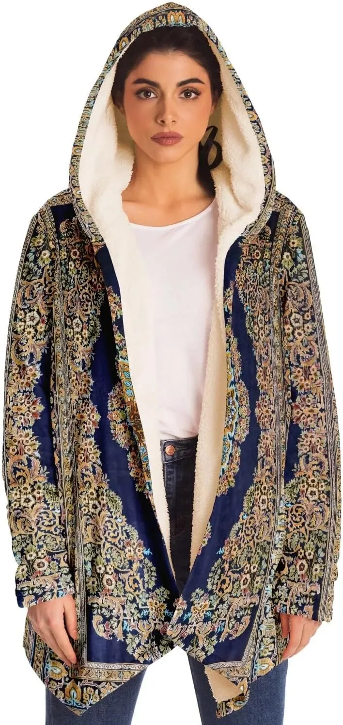 Persian Carpet Cuddle Cloak - Unisex Sherpa Lined Hooded Cloak, Minky Festival Coat, Rave Jacket for Men & Women