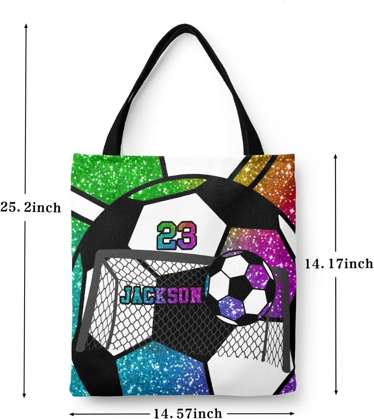 Personalized Name Gym Sport Soccer Ball Red Handbag Gift Bags Christmas Treat Bags for Holiday Party Gift Bags