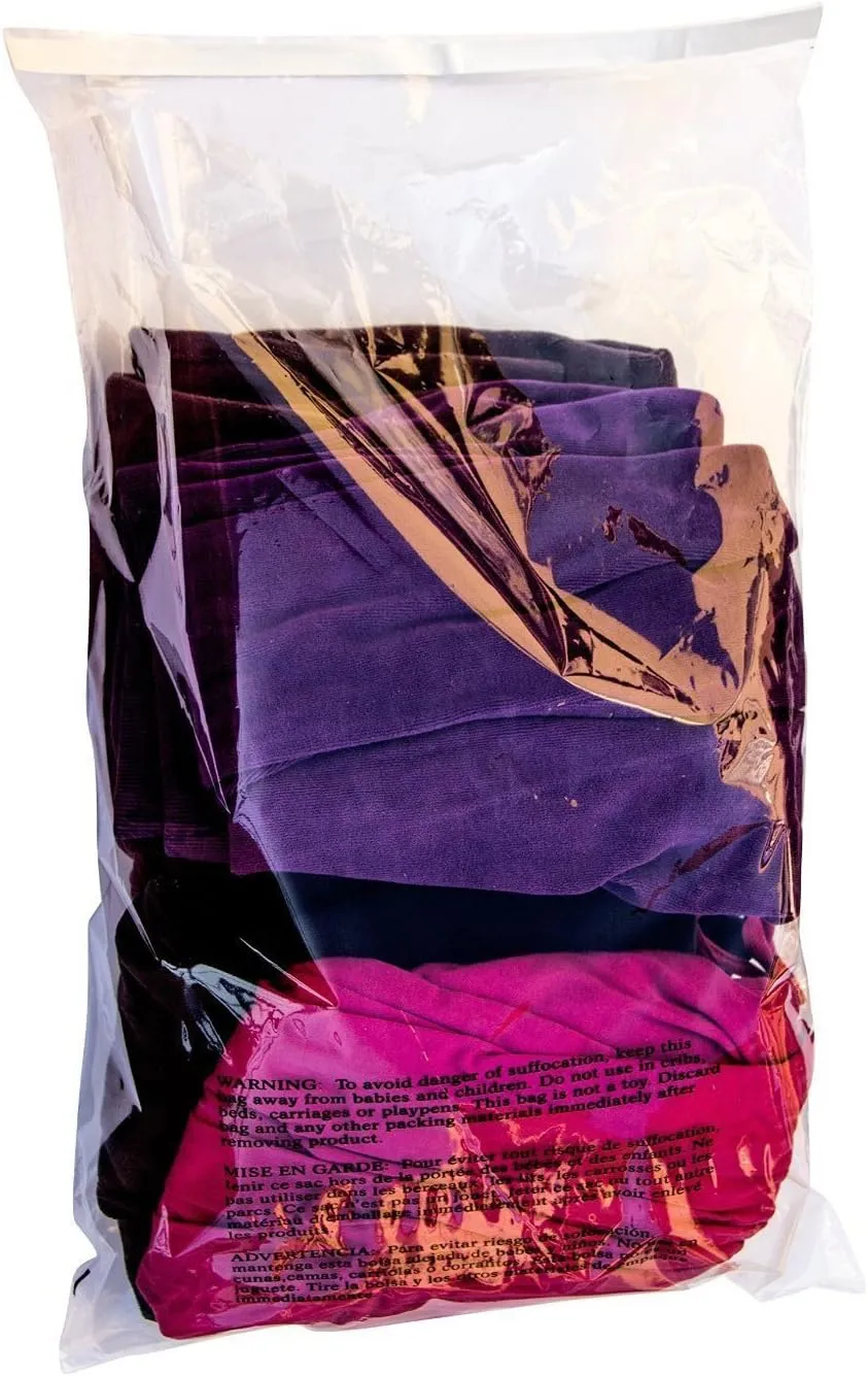Poly Bags with Suffocation Warning 9x12", 11x14", 14x20" - Large Combo Pack of 300 (100 each size) - Clear Poly Bags by Retail Supply Co - Resealable