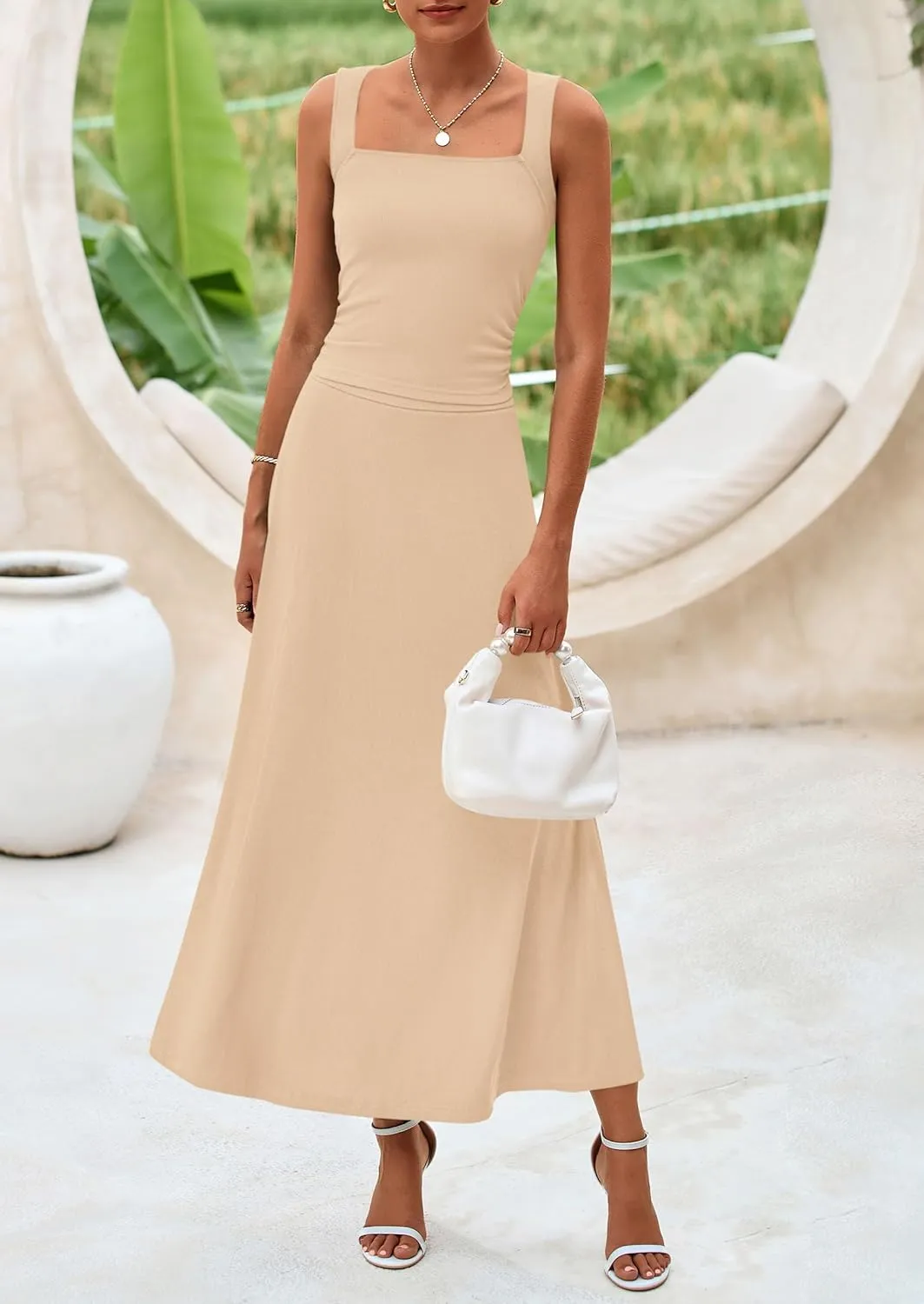 PRETTYGARDEN Skirt Sets Women 2 Piece Outfits 2025 Summer Casual Knit Tank Tops Flowy Midi Skirts Matching Vacation Clothes