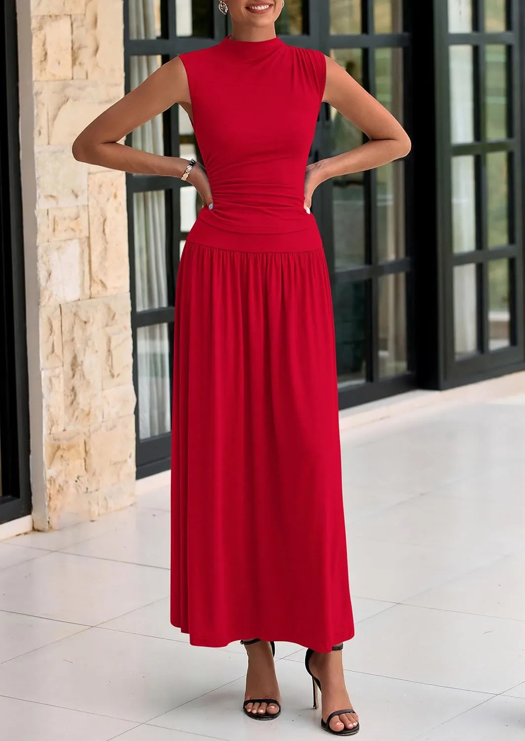 PRETTYGARDEN Women's 2 Piece Skirt Set 2025 Summer Ruched Tank Tops Ruffle Maxi Skirts Wedding Guest Matching Outfits