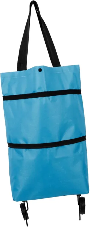 PRETYZOOM Shopping Pulley Bag Tote Bags Shopping Cart Travel Laundry Bags Storage Bags Shopping Bags Foldable Storage Bag with Wheels Large Trolley Bag for Shopping Grocery Bag Sky-blue Iron