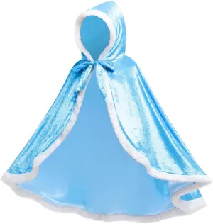 Princess Hooded Cape Cloaks Costume for Girls Dress Up Halloween Christmas Carnival Cosplay