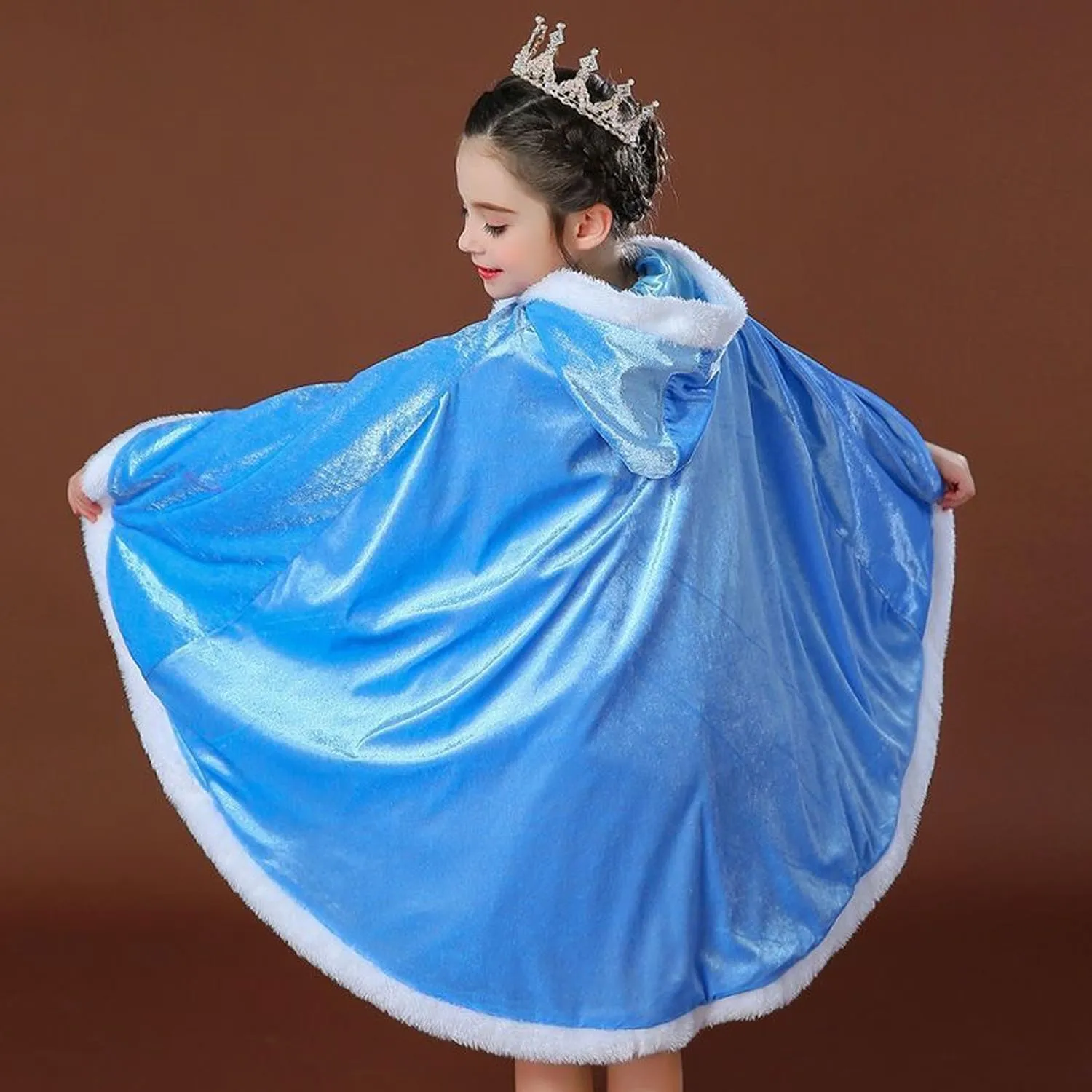 Princess Hooded Cape Cloaks Costume for Girls Dress Up Halloween Christmas Carnival Cosplay