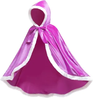 Princess Hooded Cape Cloaks Costume for Girls Dress Up Halloween Christmas Carnival Cosplay