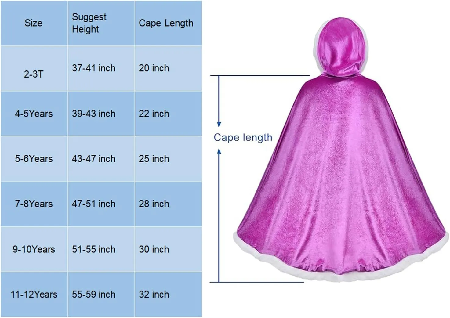 Princess Hooded Cape Cloaks Costume for Girls Dress Up Halloween Christmas Carnival Cosplay