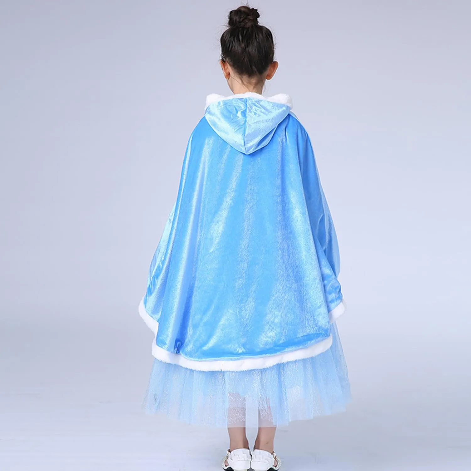 Princess Hooded Cape Cloaks Costume for Girls Dress Up Halloween Christmas Carnival Cosplay
