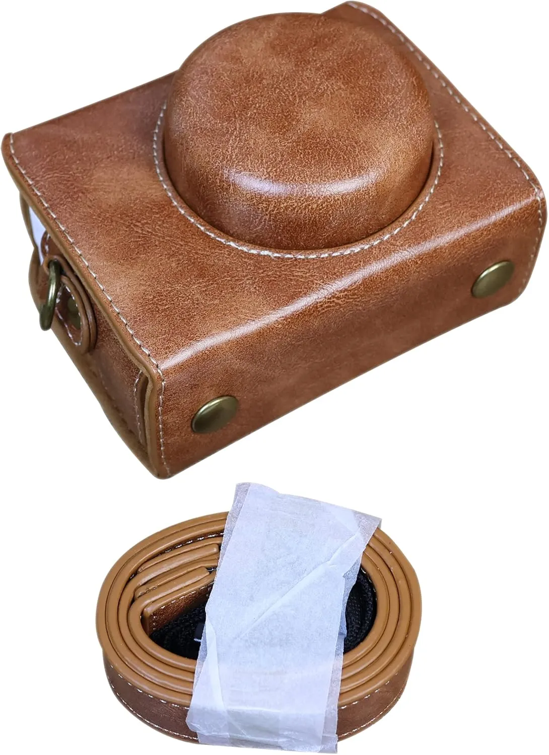 PU Leather Camera Case For Sony ZV-1F Protective Camera Bag Brown