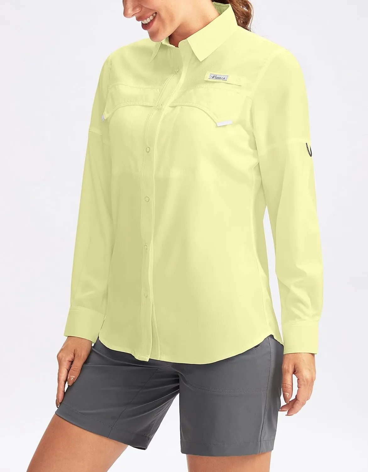 Pudolla Women's UPF 50  UV Sun Protection Shirts Long Sleeve Fishing Hiking Shirt Cool Lightweight Travel Safari Shirts