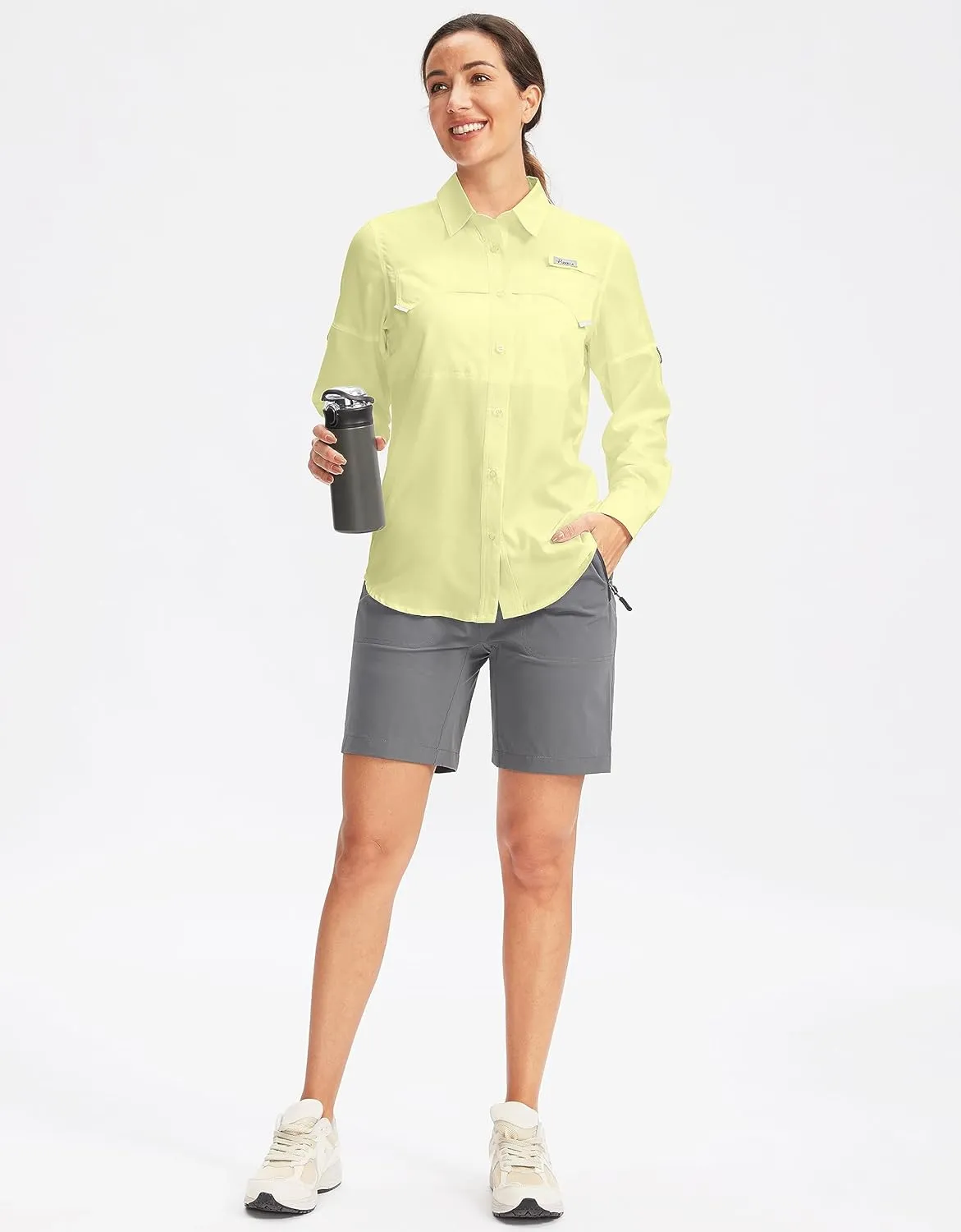 Pudolla Women's UPF 50  UV Sun Protection Shirts Long Sleeve Fishing Hiking Shirt Cool Lightweight Travel Safari Shirts