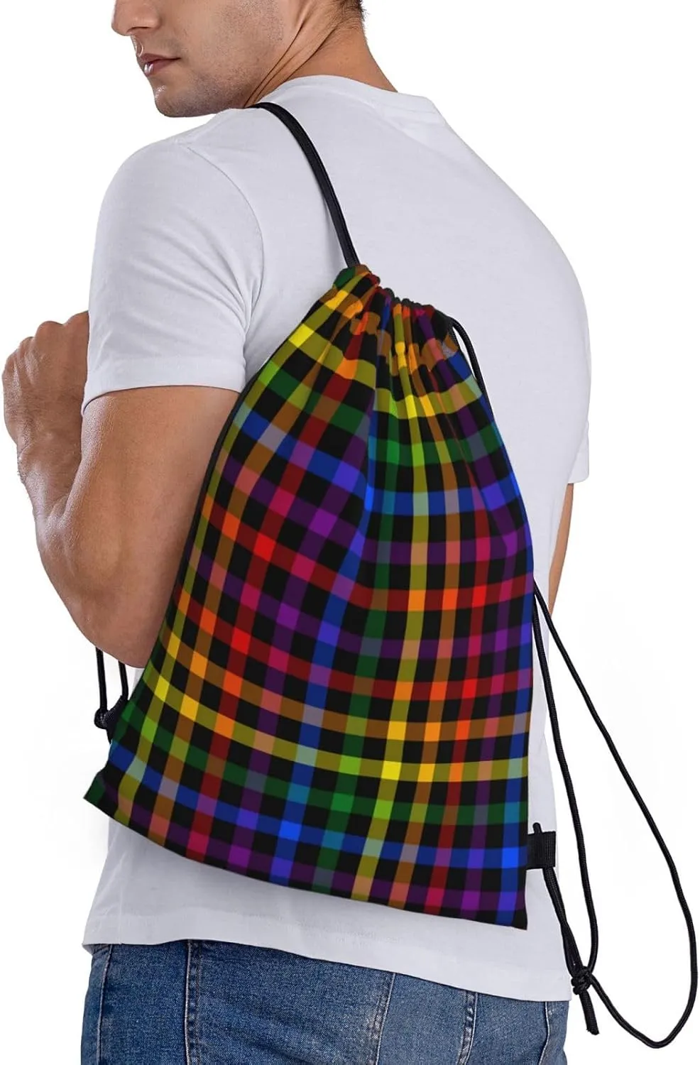Rainbow LGBT Pride Gay Drawstring Bag Adjustable Bags Backpack for Women Men Sport Gym Beach Shopping Yoga