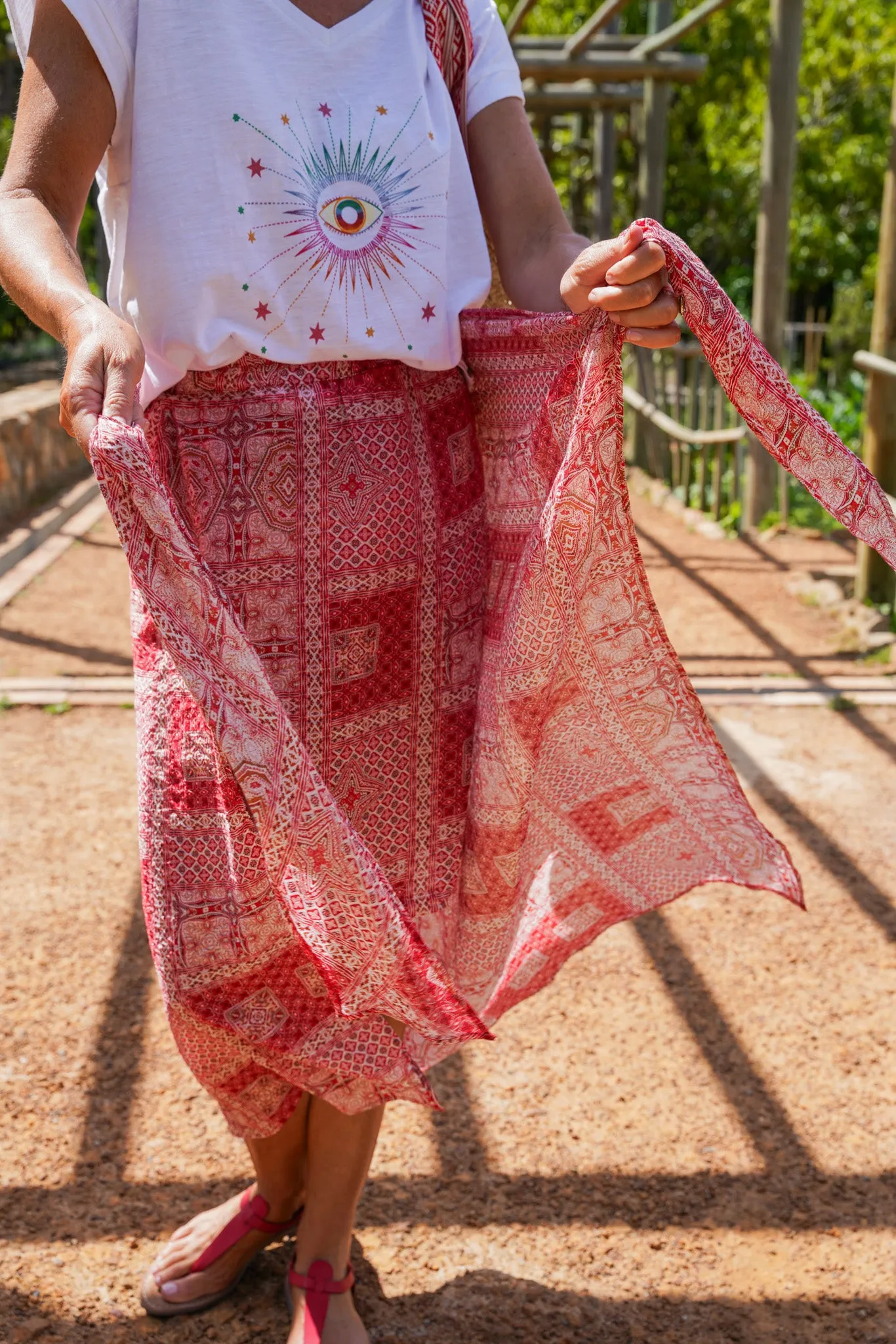 Red Print Sarong Skirt