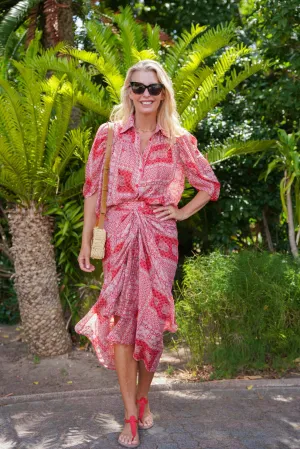 Red Print Sarong Skirt