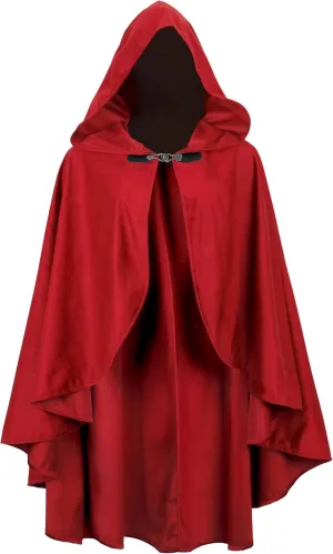 Renaissance Hooded Cloak Medieval Hooded Cloak Short with Curve Adult Men Women Men Halloween Medieval Costume