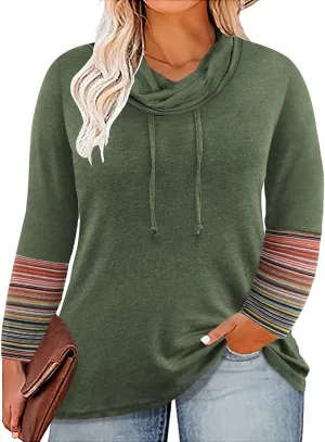 RITERA Plus Size Tops for Women Long Sleeve T-Shirt Cowl Neck Casual Blouses Fall Winter Tunics