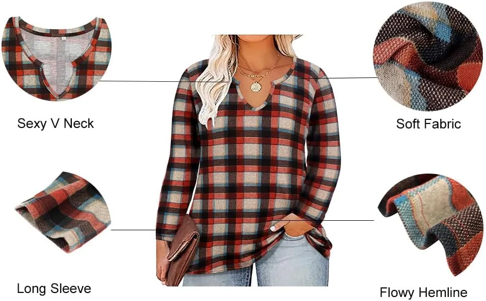 RITERA Plus Size Tops for Women Long Sleeve T-Shirt Cowl Neck Casual Blouses Fall Winter Tunics