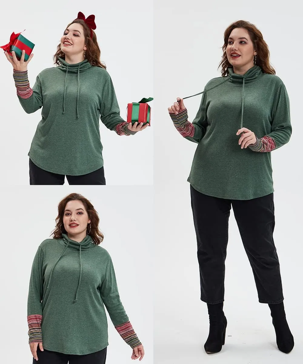 RITERA Plus Size Tops for Women Long Sleeve T-Shirt Cowl Neck Casual Blouses Fall Winter Tunics