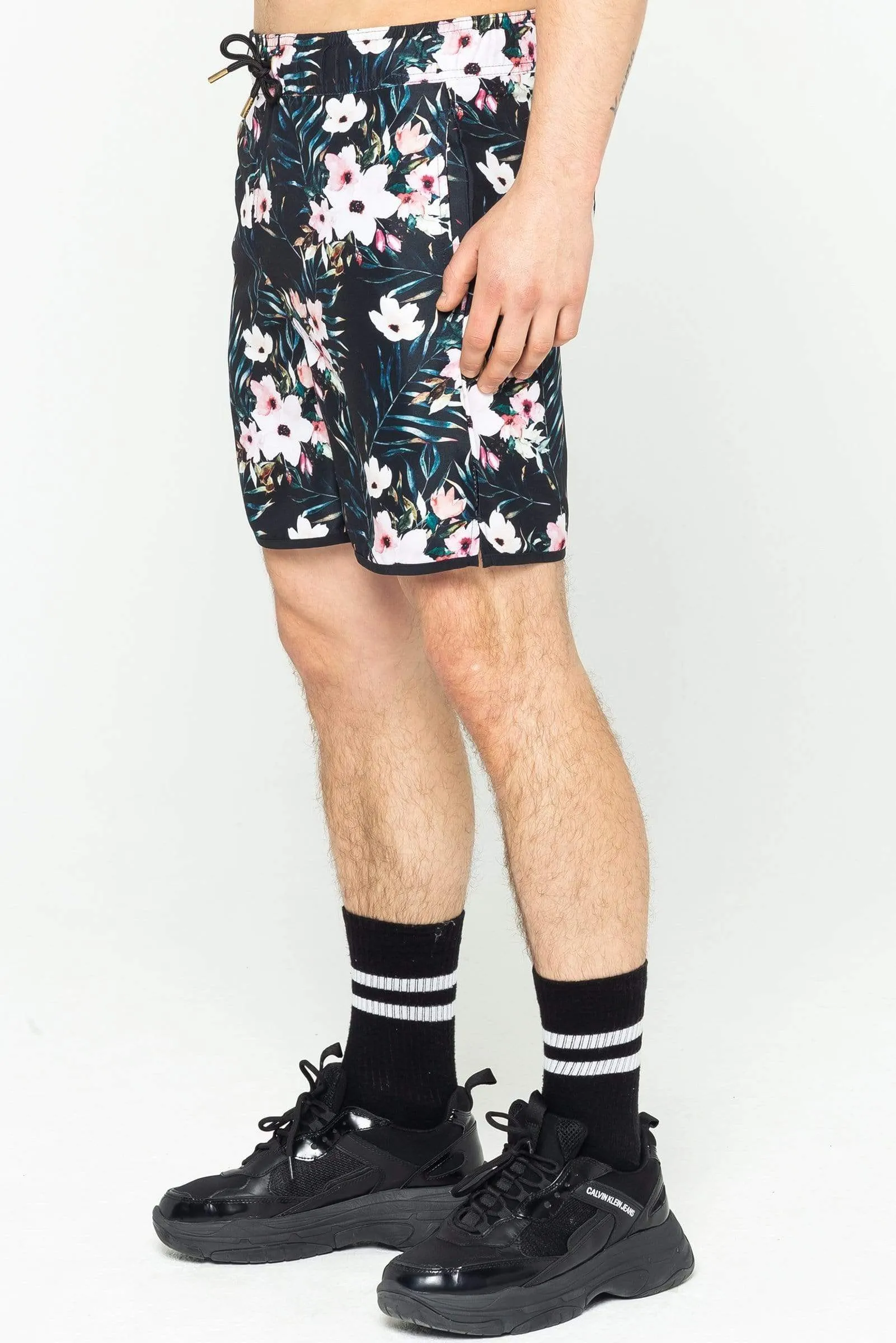 River Floral Men's Swim Shorts - Black