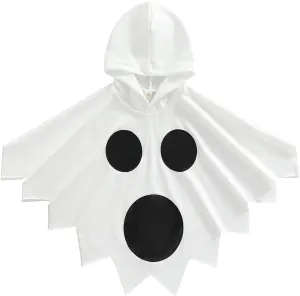 SAYOO Unisex Kid Girl Boy Christmas Hood Cape Cloak Costume with Evil Pumpkin Ghost Tassel Cosplay Fancy Dress Up Outfit