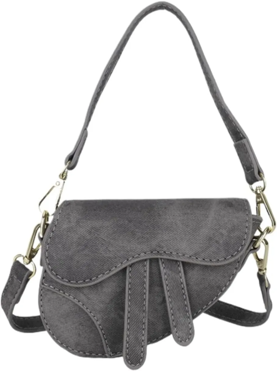 Shoulder Bag for Women Saddle Bag Denim Purse Crossbody Bag with Adjustable Strap