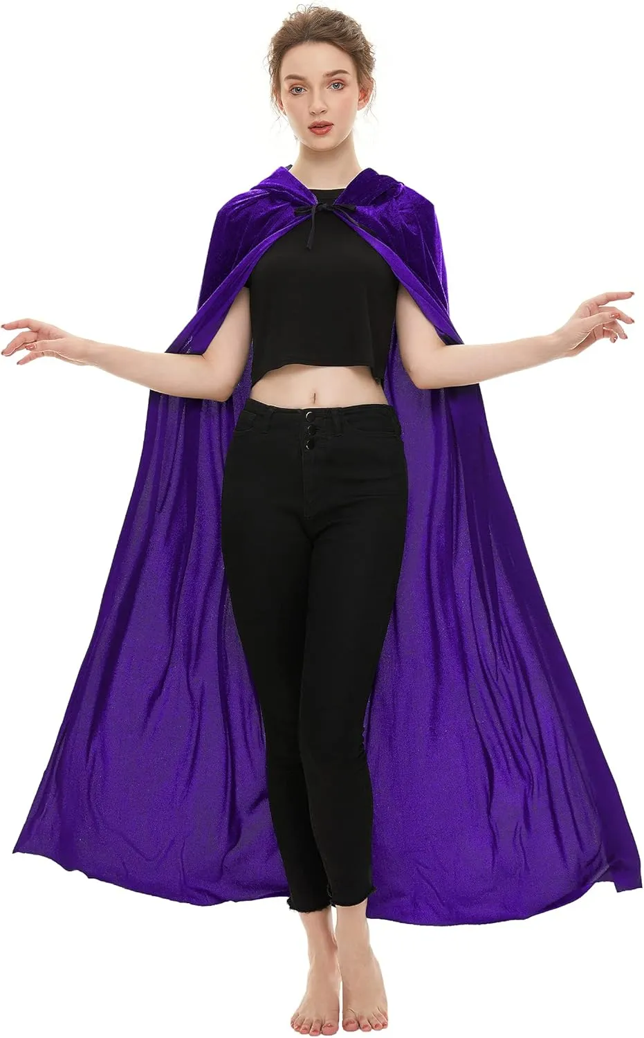 SISKIN Hooded Cloak Unisex Adult Cloak with Hood Halloween Christmas Velvet Hooded Cape Cosplay Costume for Women Men