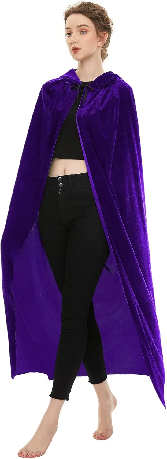 SISKIN Hooded Cloak Unisex Adult Cloak with Hood Halloween Christmas Velvet Hooded Cape Cosplay Costume for Women Men