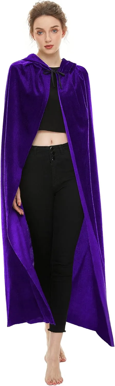 SISKIN Hooded Cloak Unisex Adult Cloak with Hood Halloween Christmas Velvet Hooded Cape Cosplay Costume for Women Men