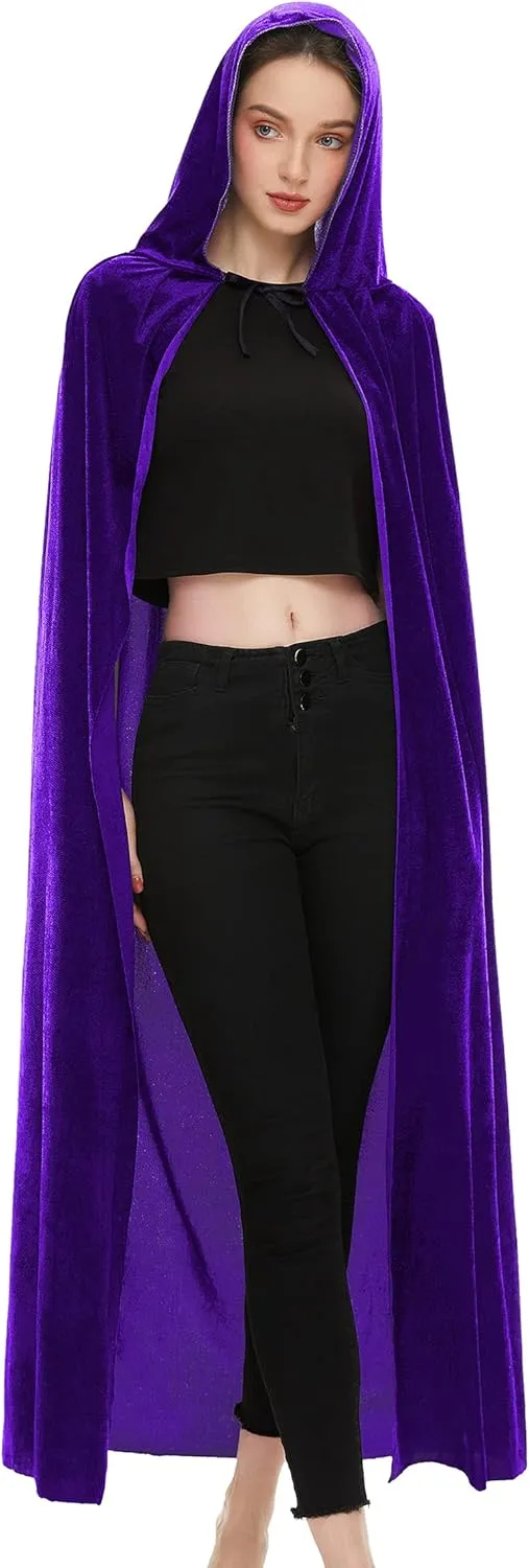 SISKIN Hooded Cloak Unisex Adult Cloak with Hood Halloween Christmas Velvet Hooded Cape Cosplay Costume for Women Men