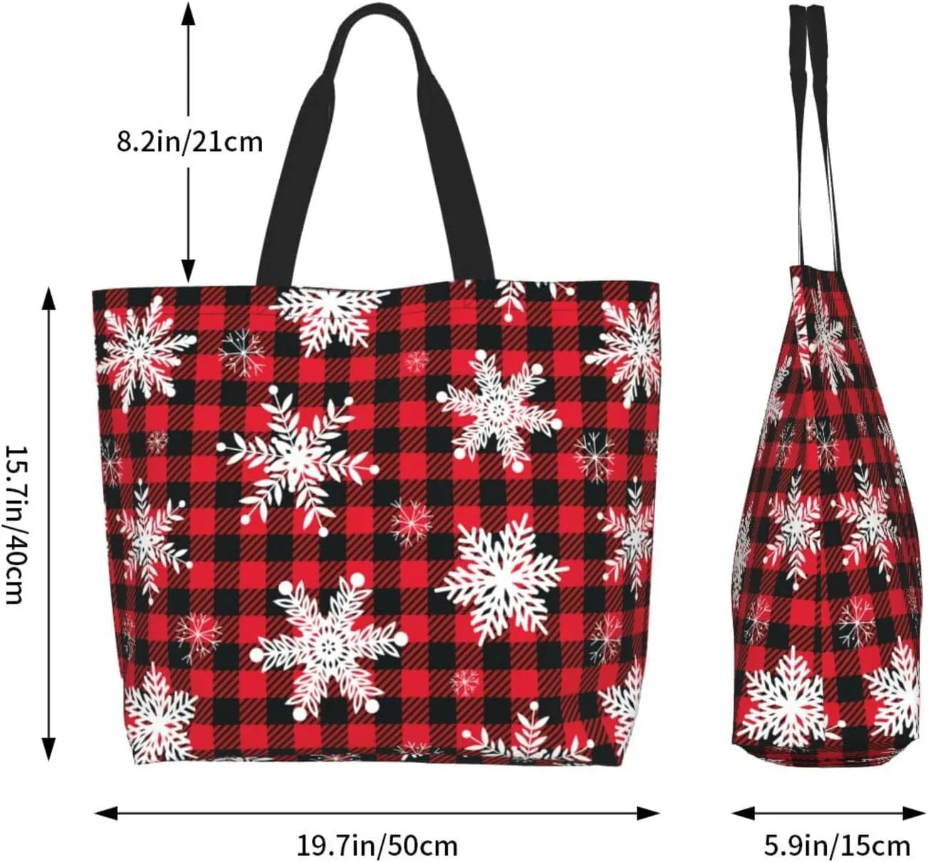 Snowflakes Christmas Gingerbread Man Women's Tote Bag Large Capacity Single Shoulder Bags Handbag for Shopping Work