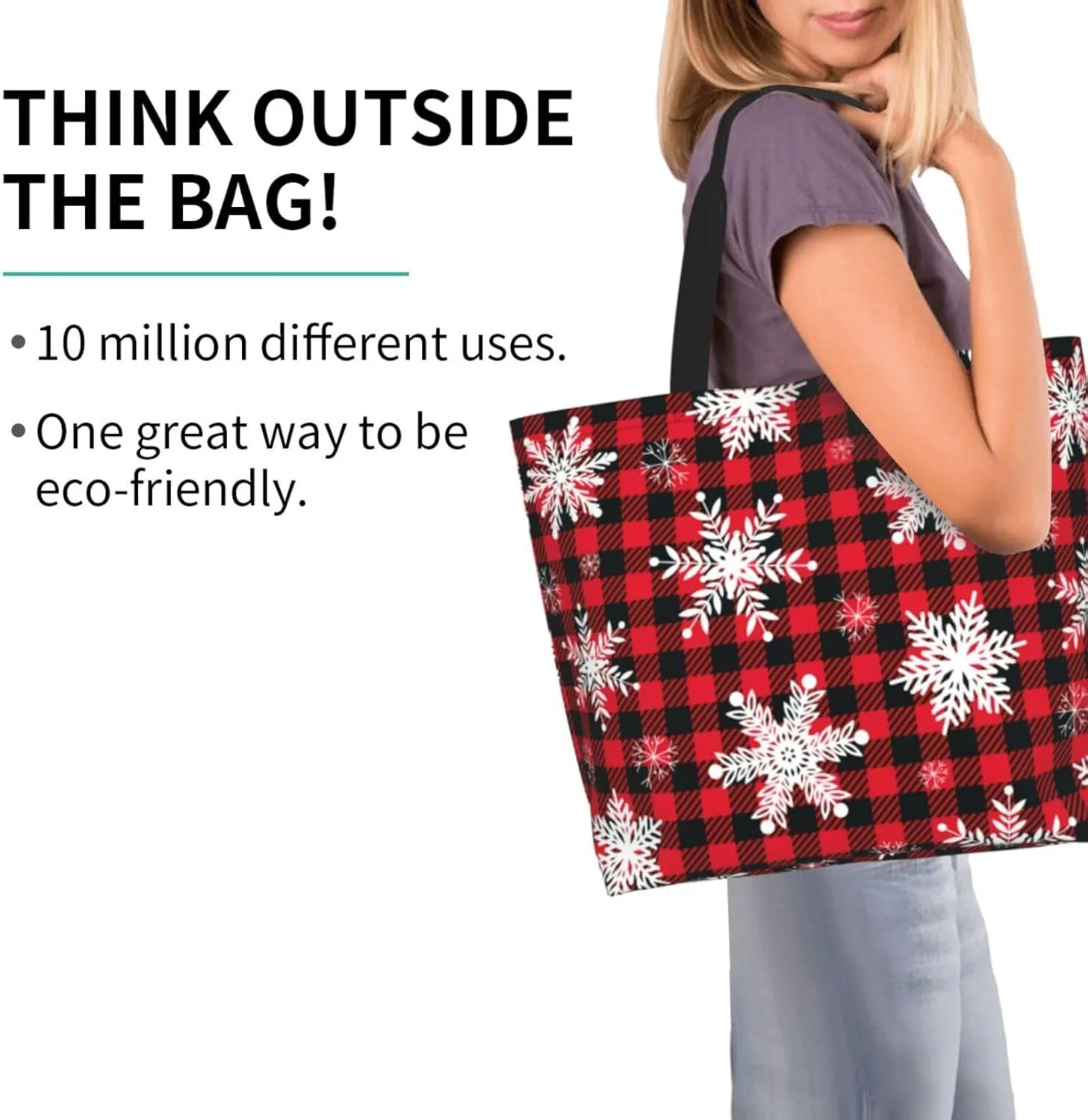 Snowflakes Christmas Gingerbread Man Women's Tote Bag Large Capacity Single Shoulder Bags Handbag for Shopping Work