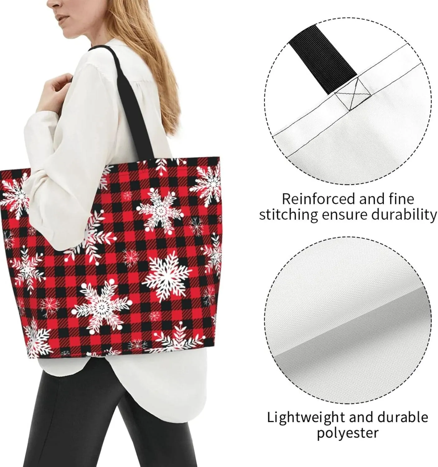 Snowflakes Christmas Gingerbread Man Women's Tote Bag Large Capacity Single Shoulder Bags Handbag for Shopping Work