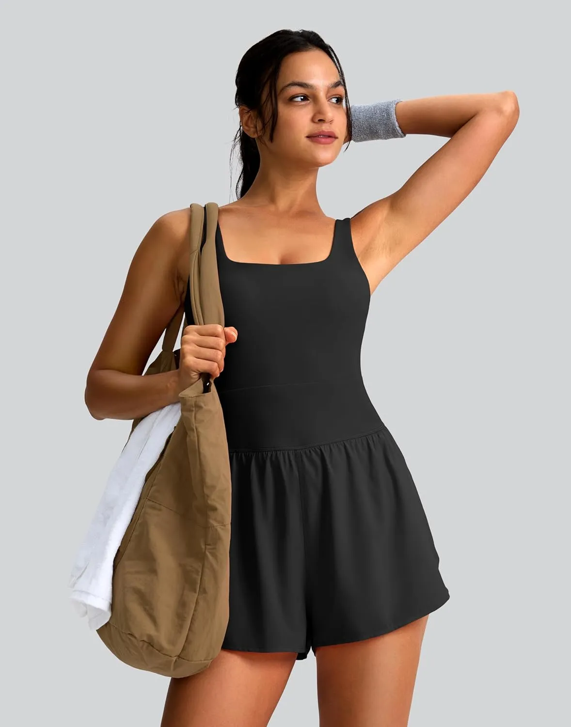 Soothfeel Womens Workout Romper Running Onesie One Piece Jumpsuit Shorts Tennis Gym Active Athletic Rompers for Women Summer