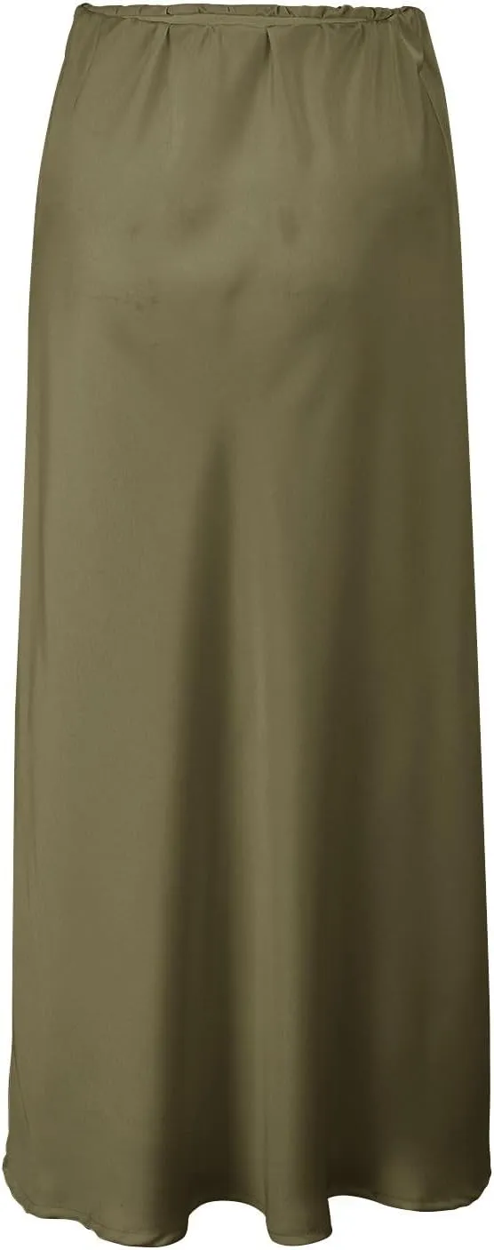 Spring Summer Skirts Satin Skirt High Waisted Maxi Wedding A Line Long Skirts Denim Skirts for Women Midi Length