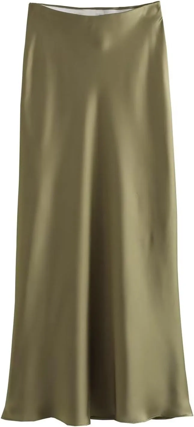Spring Summer Skirts Satin Skirt High Waisted Maxi Wedding A Line Long Skirts Denim Skirts for Women Midi Length