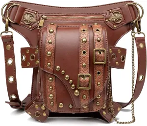 Steampunk Waist bags Womens Motorcycle Leather Leg Shoulder Bags Vintage Gothic Style