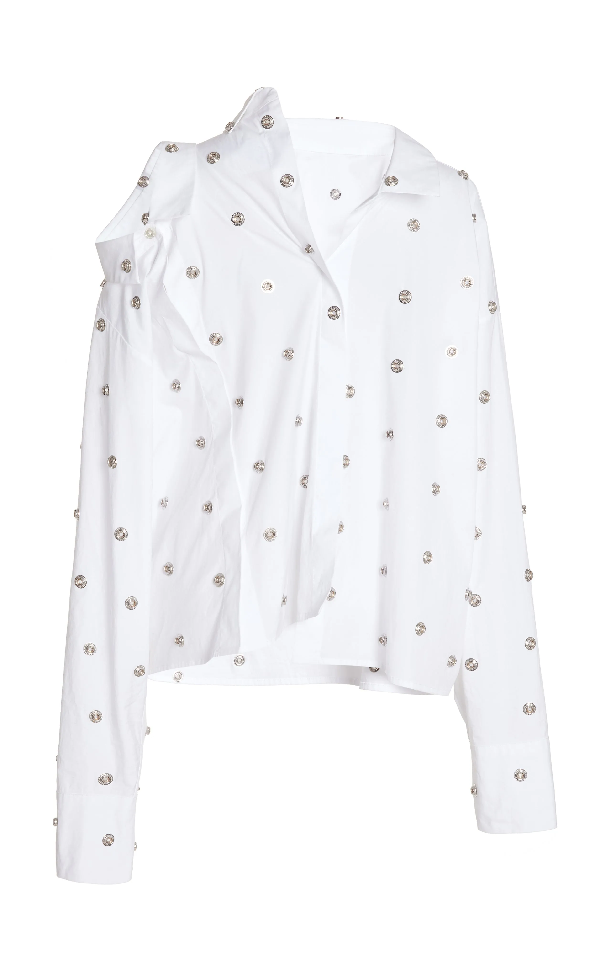 Studded Double Collar Shirt White