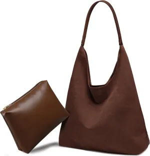 Suede Bags for Women: 2 Pcs Slouchy, Retro Tote, Hobo & Shoulder Bags
