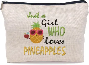 Summer Fruit Pineapple Makeup Bag,Pineapple Makeup Bag for Pineapple Lover Women Girls,Birthday Valentine's Day Gift Makeup BagJust A Girl Who Loves Pineapples Makeup Bag