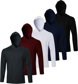 TanBridge Men's Quick Dry T-Shirts Long Sleeve Gym Hoodie Shirts for Men Sun Protection Shirt 5 Pack