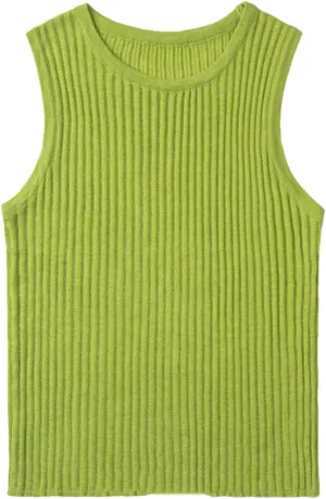 Tank Top for Women Wool Solid Tanks Striped Through Hollow Out Women Tops Sleeveless Elastic Tops