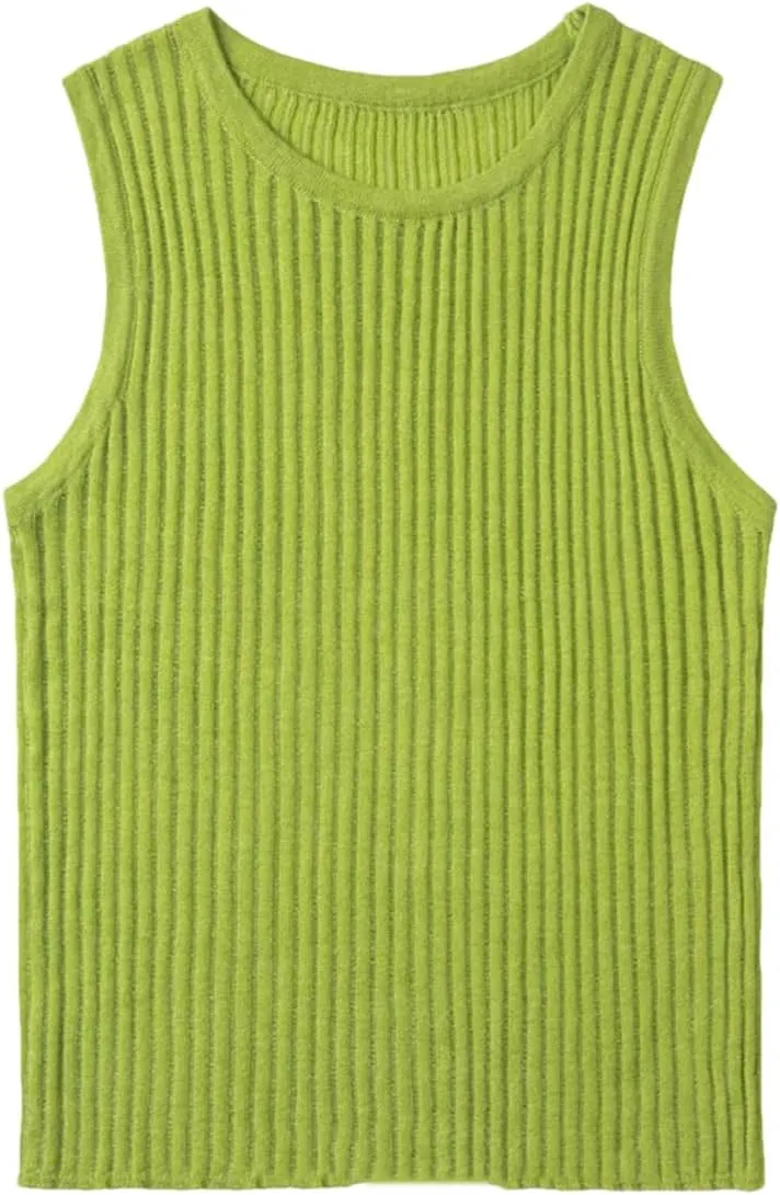 Tank Top for Women Wool Solid Tanks Striped Through Hollow Out Women Tops Sleeveless Elastic Tops