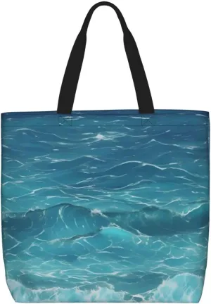The Deep Ocean Tote Bag for Women Hobo Handbags with Zipper Large Shoulder Bag Shopping Bags Travel Purse