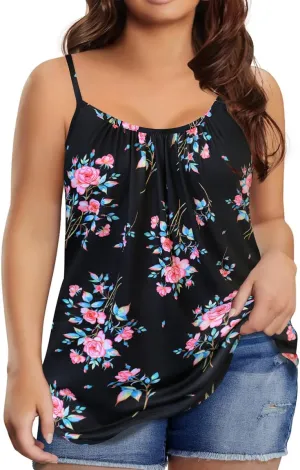 TIYOMI Plus Size Tank Tops for Women Adjustable Strap Cami Buttons V Neck Vest Holiday Suspenders Summer Camisole XL-5XL