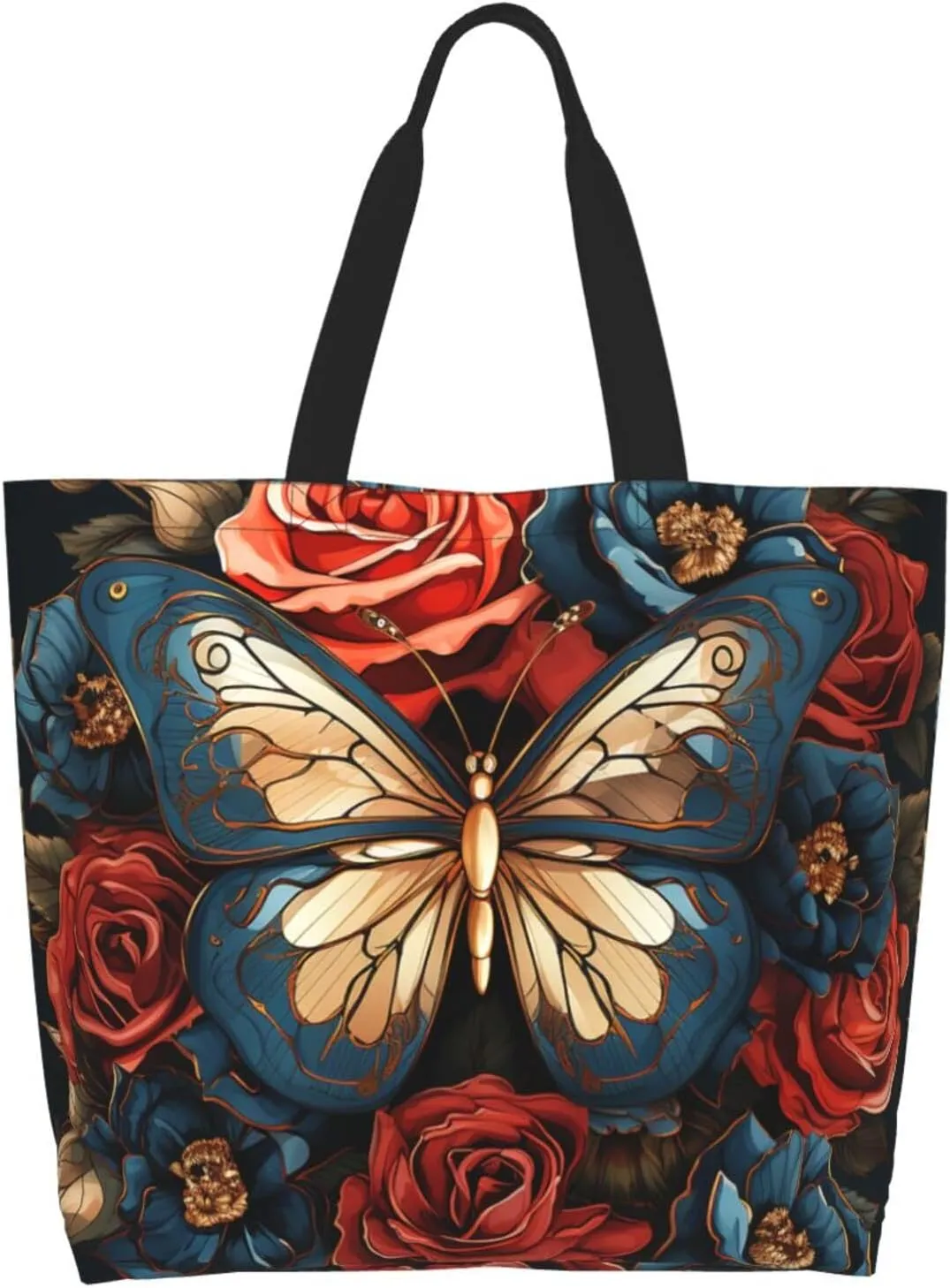 Tote Bag for Women Grocery Bag Reusable Shopping Bag Cartoon Dinosaur Images Handbag Foldable Shoulder Bag