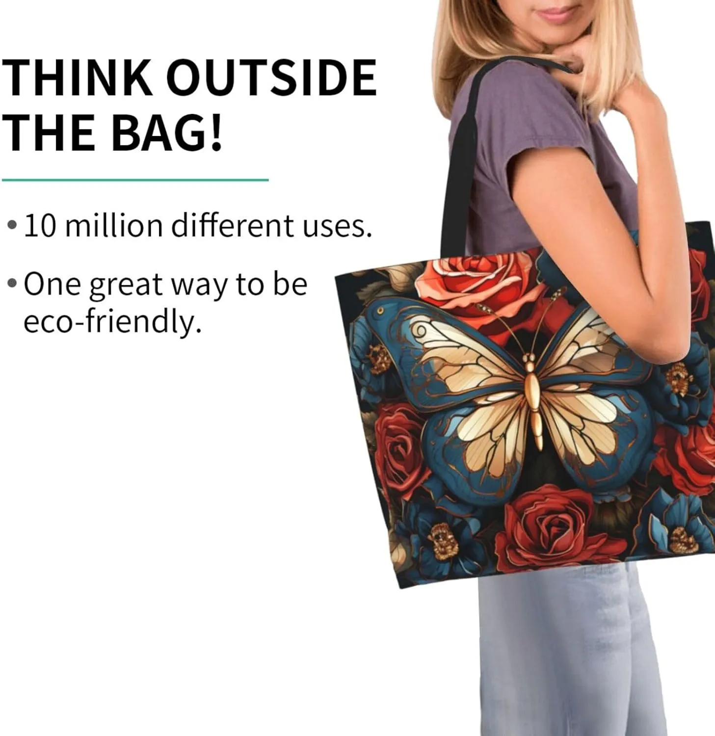 Tote Bag for Women Grocery Bag Reusable Shopping Bag Cartoon Dinosaur Images Handbag Foldable Shoulder Bag