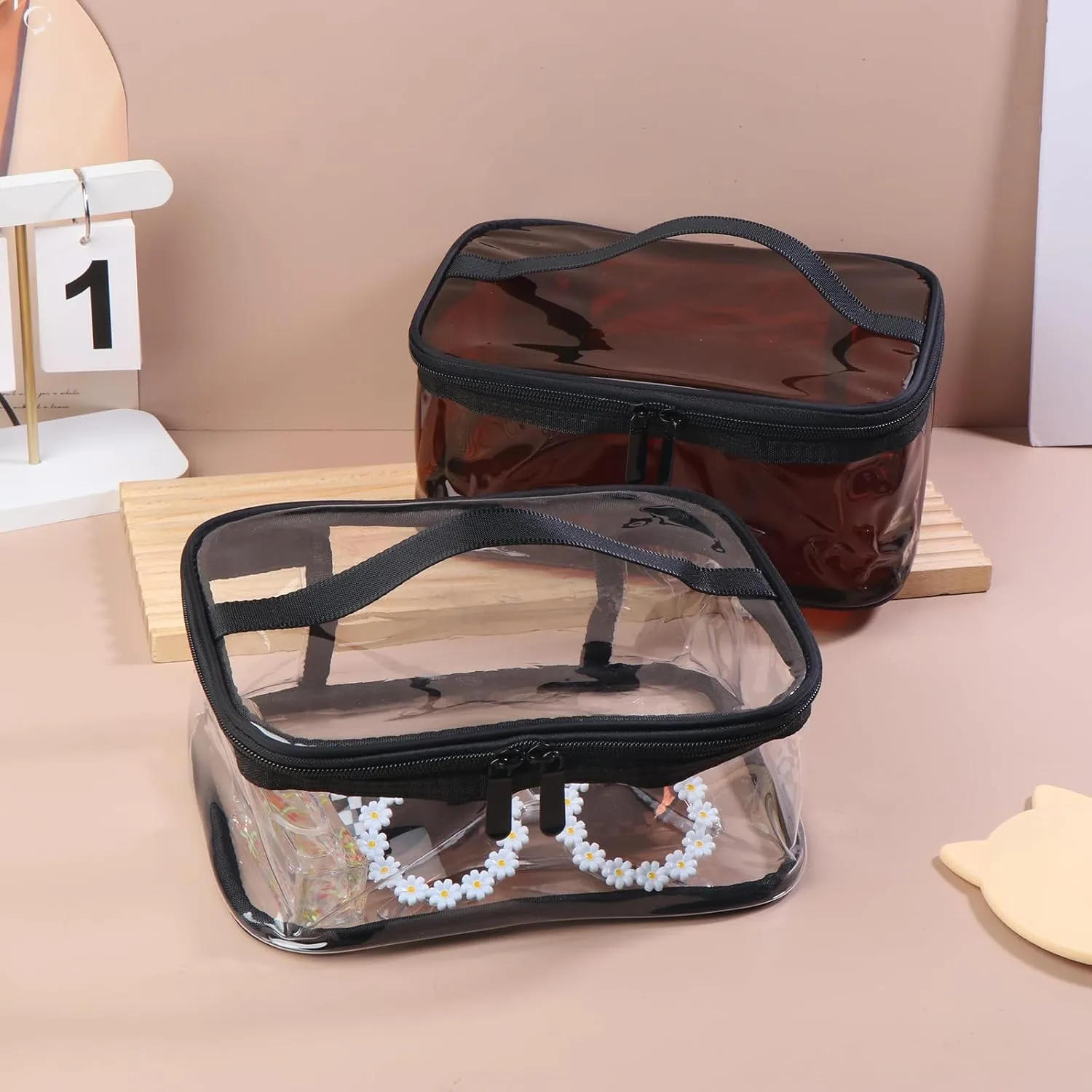 Transparent PVC Makeup Bag Portable Cosmetic Bag Travel Toiletry Pouch Waterproof Storage Home Wash Kit Case