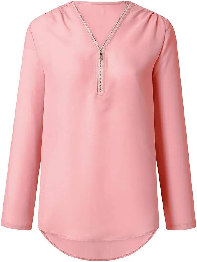 Tunic Tops for Women Loose Fit Dressy Long Sleeve Shirts for Women Fall Outfits for Women 2024 Half Zip Up Tops