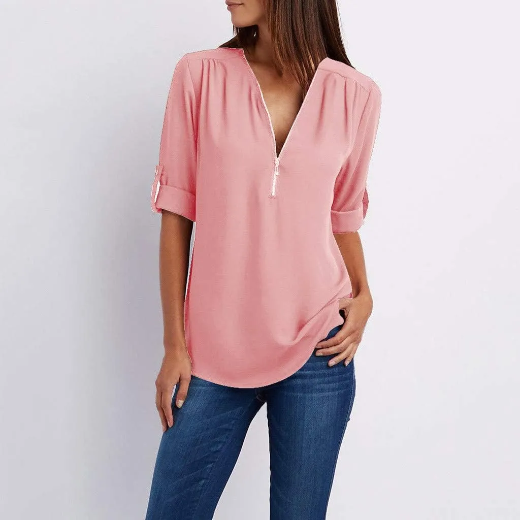 Tunic Tops for Women Loose Fit Dressy Long Sleeve Shirts for Women Fall Outfits for Women 2024 Half Zip Up Tops