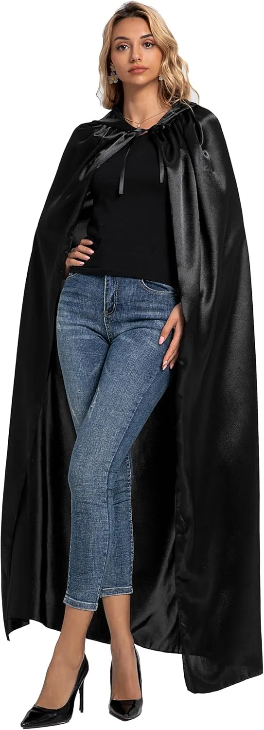 Unisex Adults Hooded Cloak, Halloween Christmas Robe Hooded Cape Witch Wizard Cosplay Costumes for Men Women