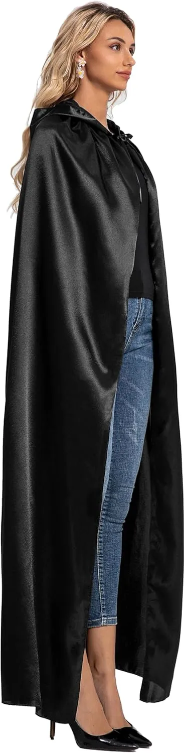 Unisex Adults Hooded Cloak, Halloween Christmas Robe Hooded Cape Witch Wizard Cosplay Costumes for Men Women